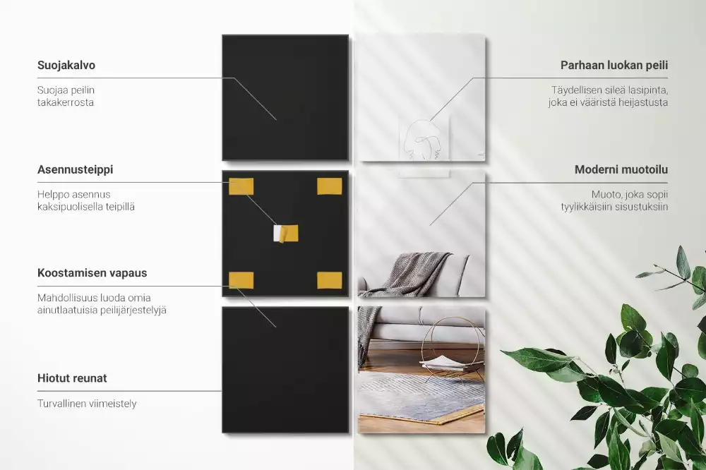 Plăci de oglindă pătrate cu design modern