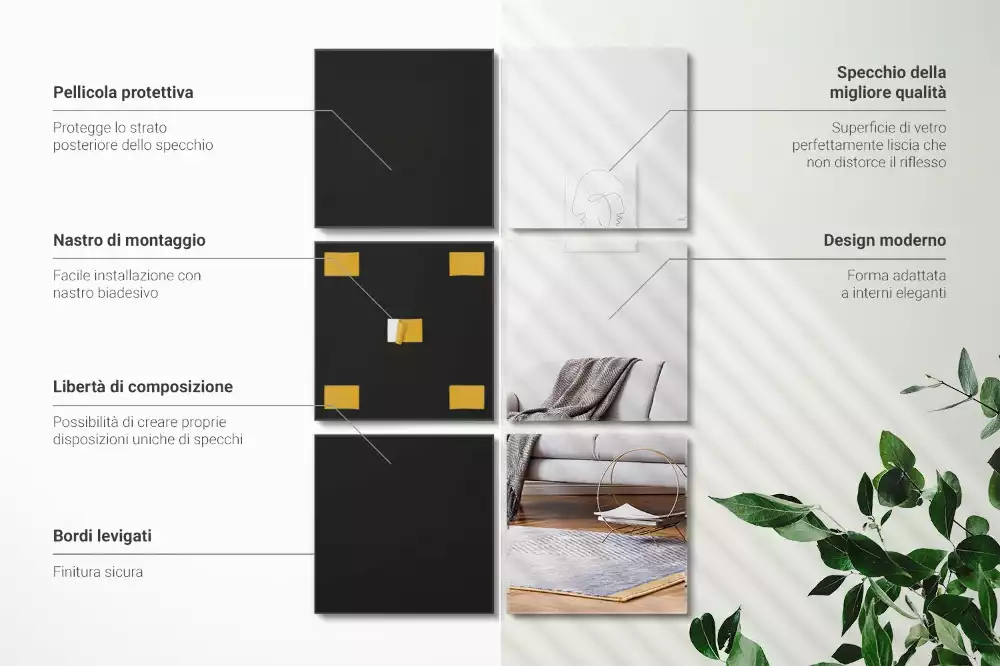 Plăci de oglindă pătrate cu design modern