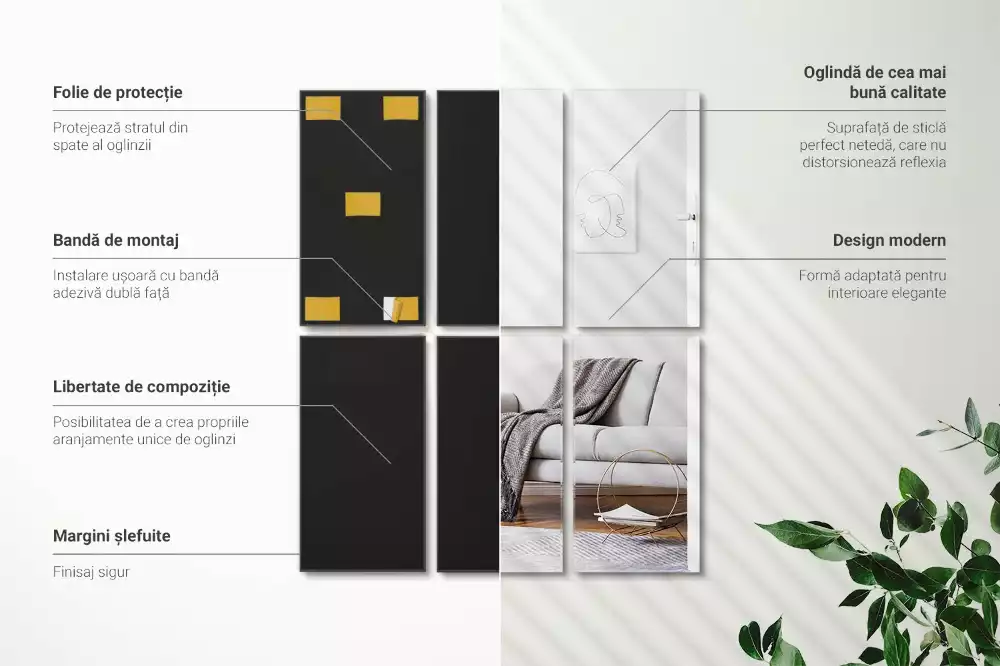 Faianță minimalistă tip oglindă dreptunghiulară