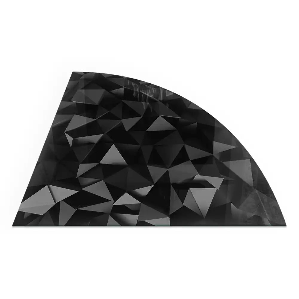 Placă de sticlă pentru șemineu sfert de cerc cu geometrie tridimensională