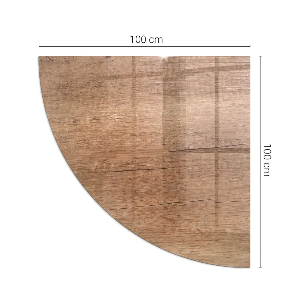 Protecție sub sobă sfert de cerc cu aspect de lemn natural