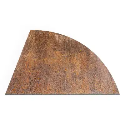 Placă de sticlă pentru șemineu sfert de cerc cu textură de rugină pe metal