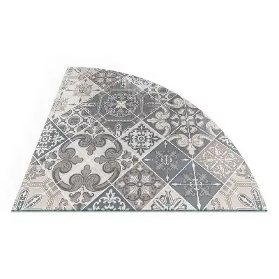 Protecție sfert de cerc sub sobă cu model decorativ de mozaic