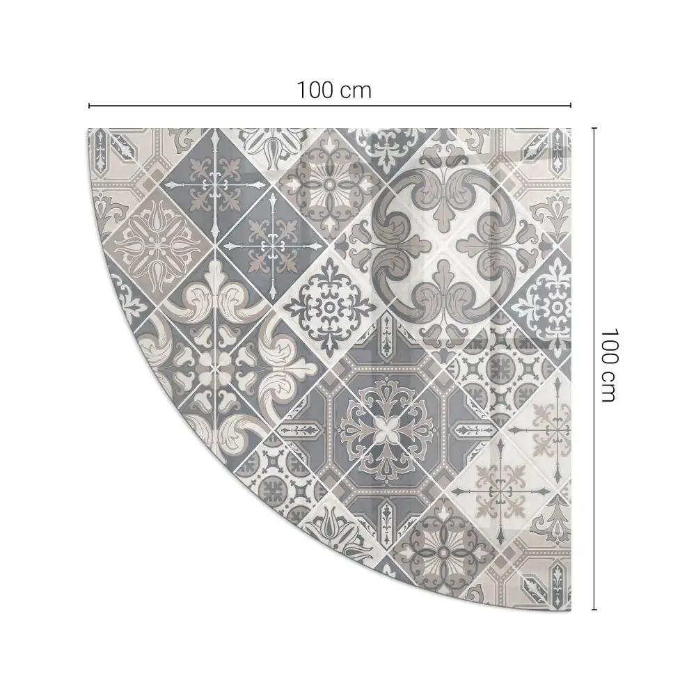 Protecție sfert de cerc sub sobă cu model decorativ de mozaic