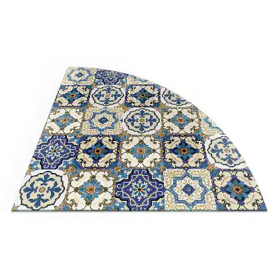 Sticlă securizată de protecție sub sobă, model sfert de cerc cu mozaic floral