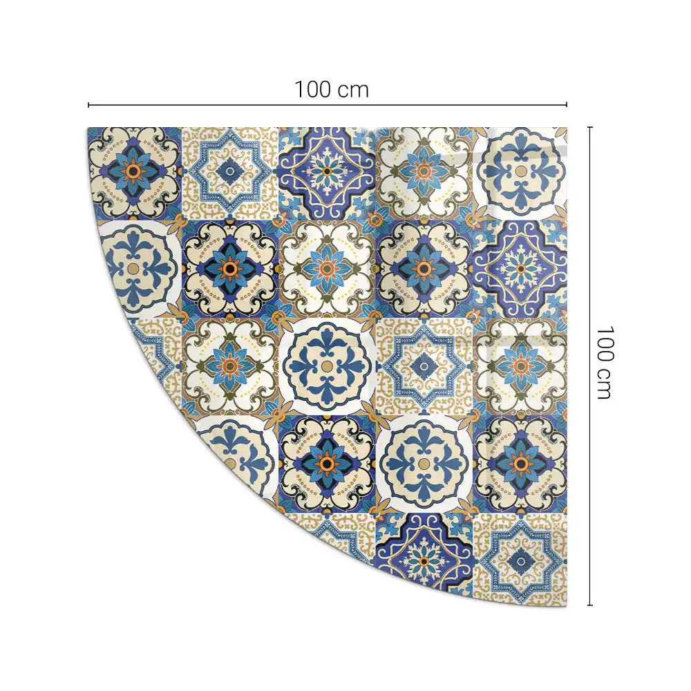 Sticlă securizată de protecție sub sobă, model sfert de cerc cu mozaic floral