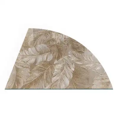 Placă de protecție din sticlă securizată sub sobă formă sfert de cerc cu model floral discret