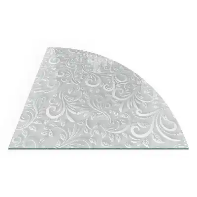 Placă de protecție din sticlă securizată sub sobă, formă sfert de cerc cu model floral elegant