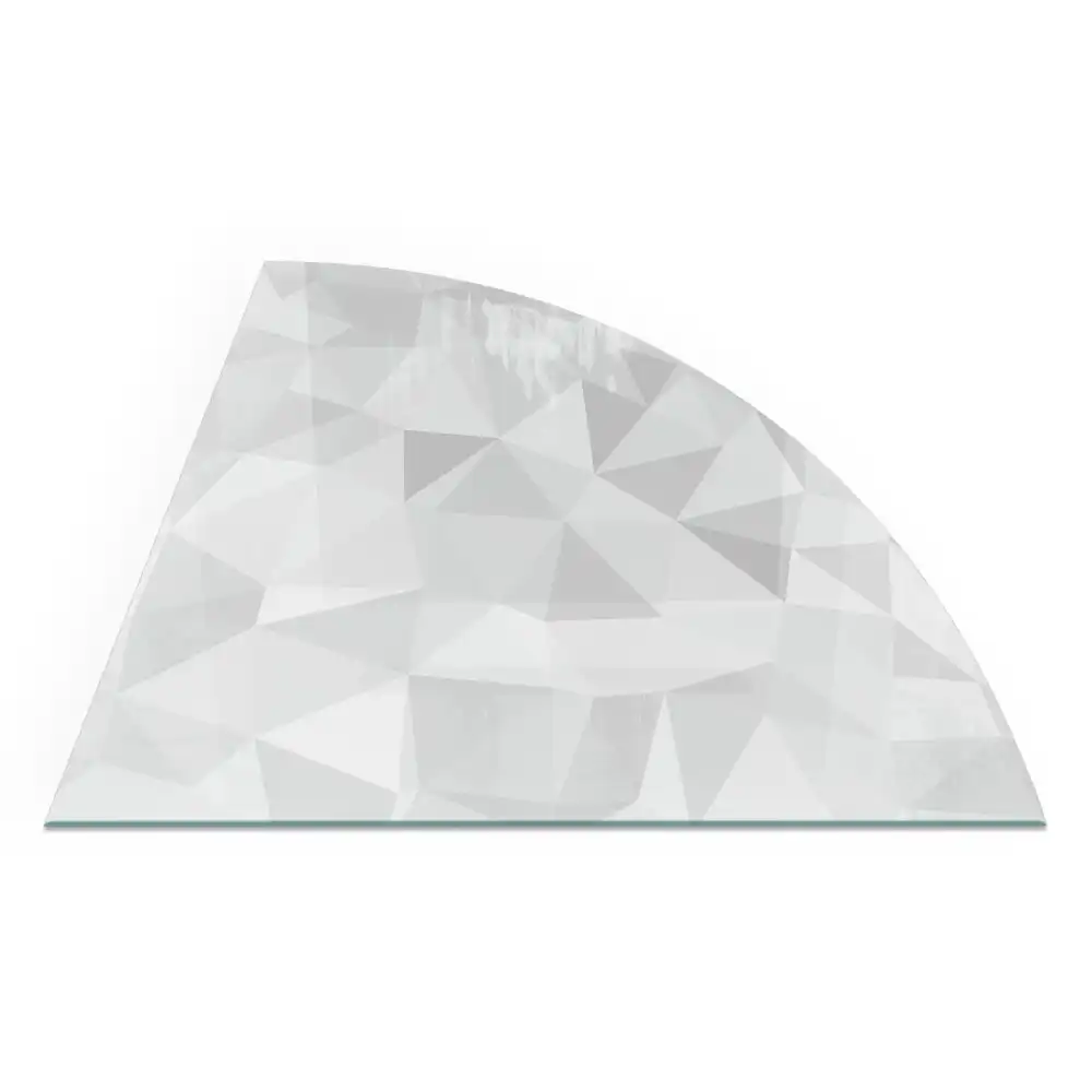 Placă de protecție din sticlă securizată pentru sobă, formă sfert de cerc cu model geometric abstract