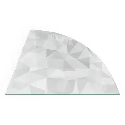 Placă de protecție din sticlă securizată pentru sobă, formă sfert de cerc cu model geometric abstract