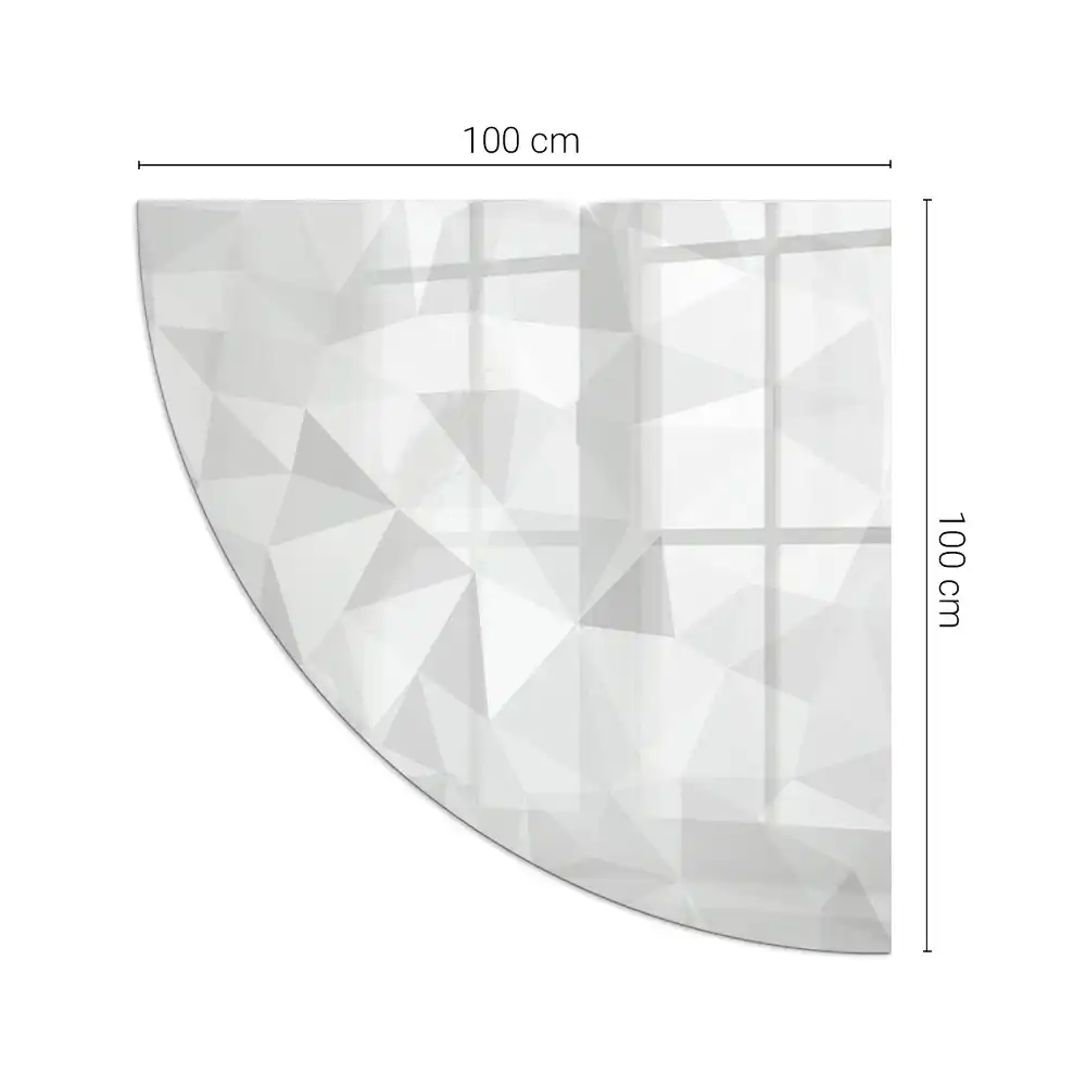 Placă de protecție din sticlă securizată pentru sobă, formă sfert de cerc cu model geometric abstract