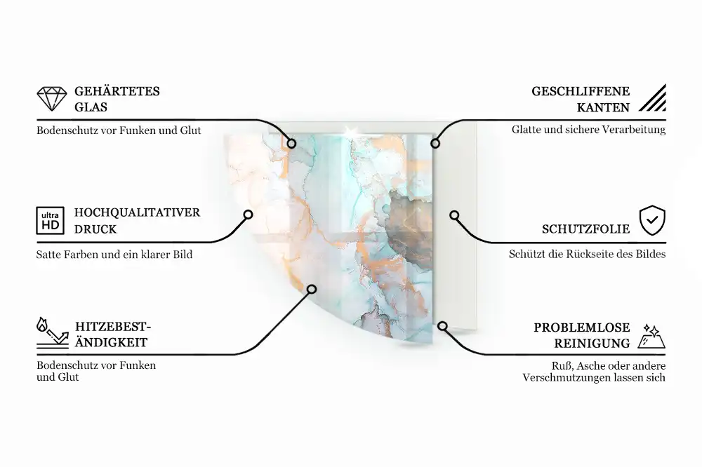 Placă de sticlă pentru șemineu în formă de sfert de cerc cu aspect de scândură de lemn deteriorată