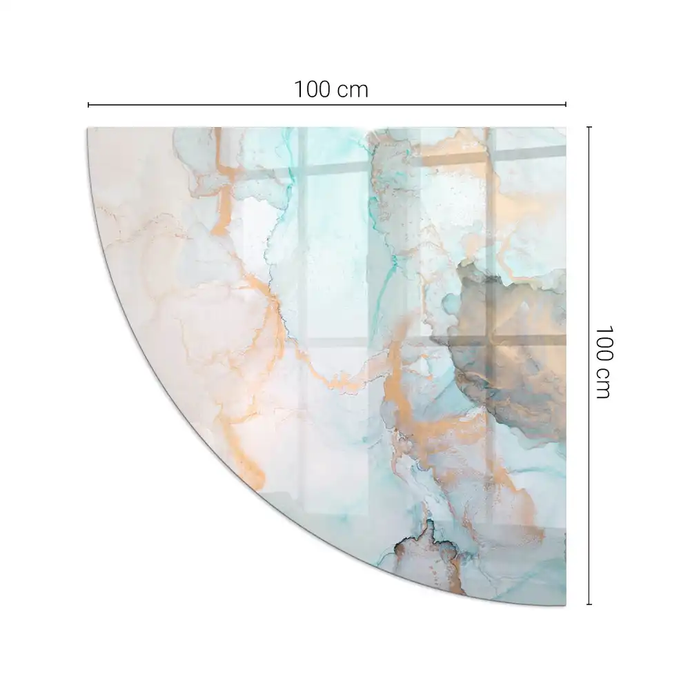 Placă de sticlă pentru șemineu sfert de cerc cu model abstract fluid