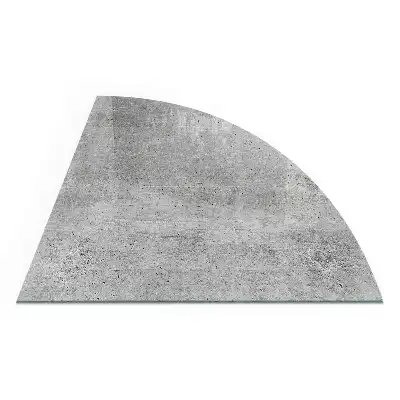 Placă din sticlă securizată pentru protecția pardoselii sub sobă, formă sfert de cerc, aspect beton brut