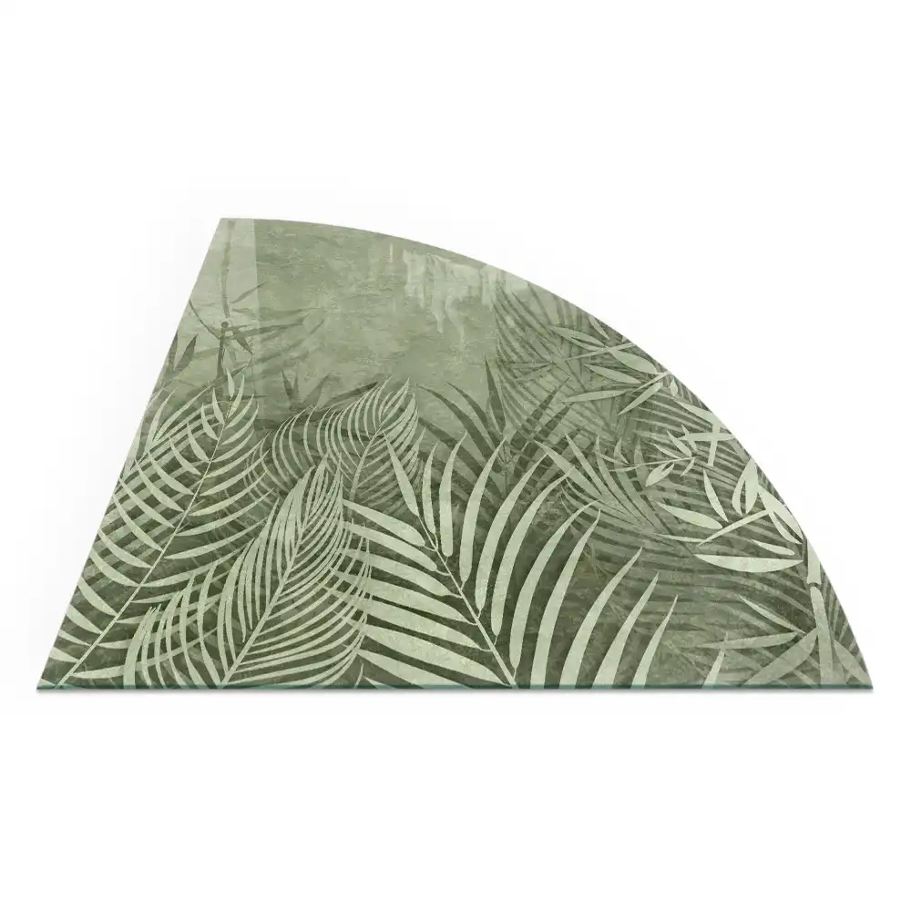Placă de protecție din sticlă securizată sub sobă cu model frunze tropicale
