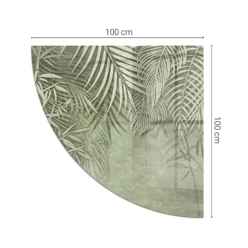 Placă de protecție din sticlă securizată sub sobă cu model frunze tropicale