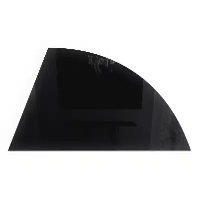 Placă de protecție din sticlă pentru șemineu, formă sfert de cerc, culoare neagră