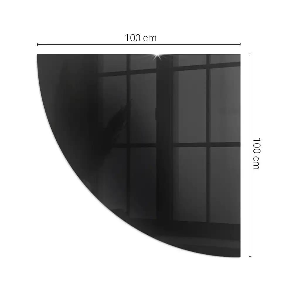 Placă de protecție din sticlă pentru șemineu, formă sfert de cerc, culoare neagră