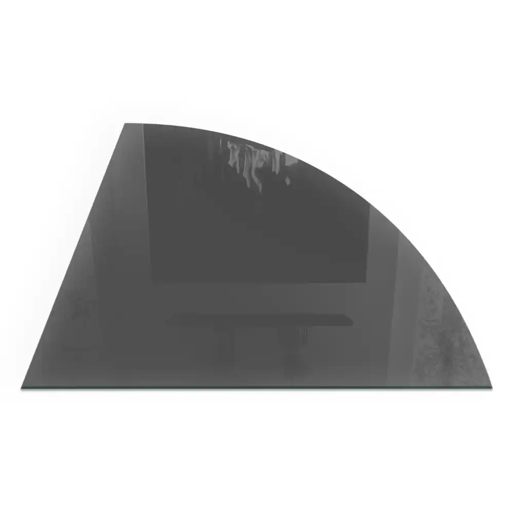 Placă de protecție din sticlă securizată tip sfert de cerc pentru sobă culoare maro-gri