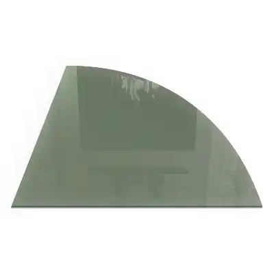 Placă de protecție din sticlă securizată sub sobă în formă de sfert de cerc culoare măslinie