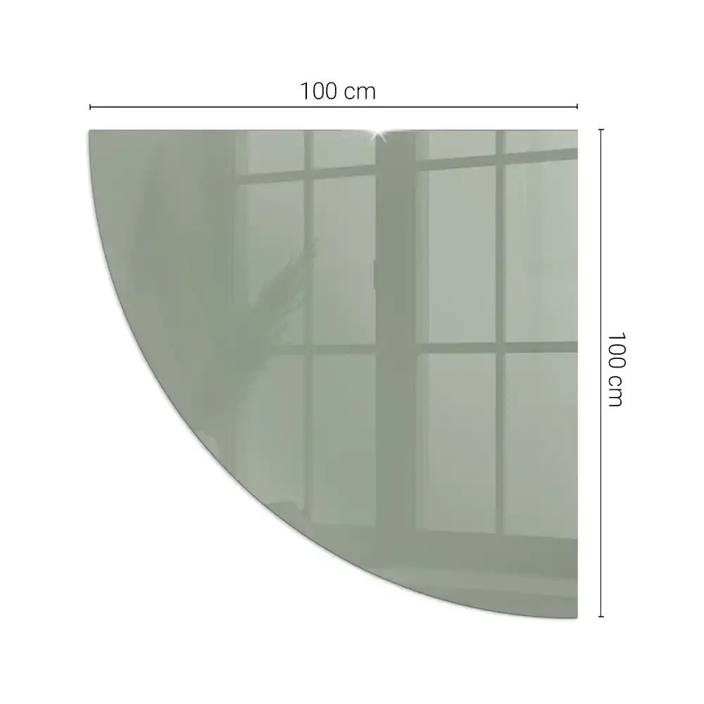 Sticlă securizată de protecție sub sobă în formă de sfert de cerc, culoare verde-gri