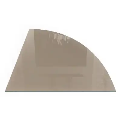 Placă de protecție din sticlă securizată sub sobă în formă de sfert de cerc maro