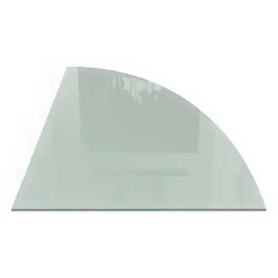 Placă de protecție din sticlă securizată sub sobă, formă sfert de cerc, culoare verde deschis