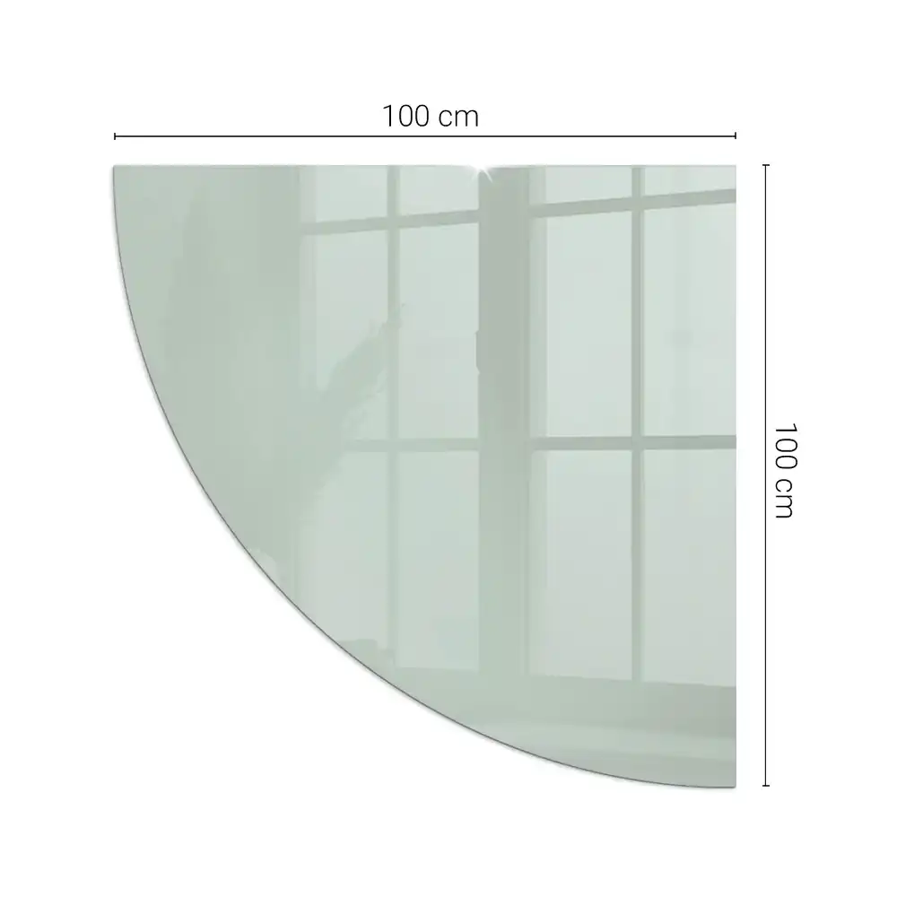 Placă de protecție din sticlă securizată sub sobă, formă sfert de cerc, culoare verde deschis