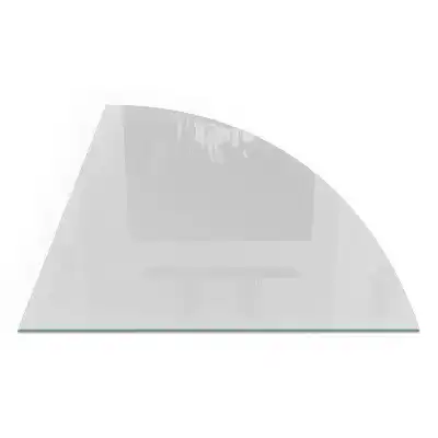Placă din sticlă securizată sub sobă în formă de sfert de cerc de culoare gri