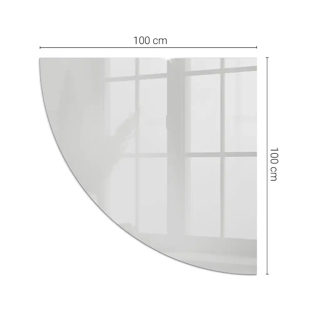 Placă din sticlă securizată sub sobă în formă de sfert de cerc de culoare gri