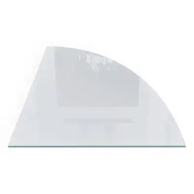 Placă de protecție din sticlă securizată sub sobă formă sfert de cerc albă