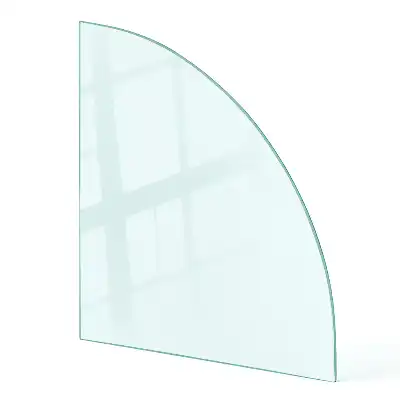 Placă de sticlă transparentă sfert de cerc pentru șemineu