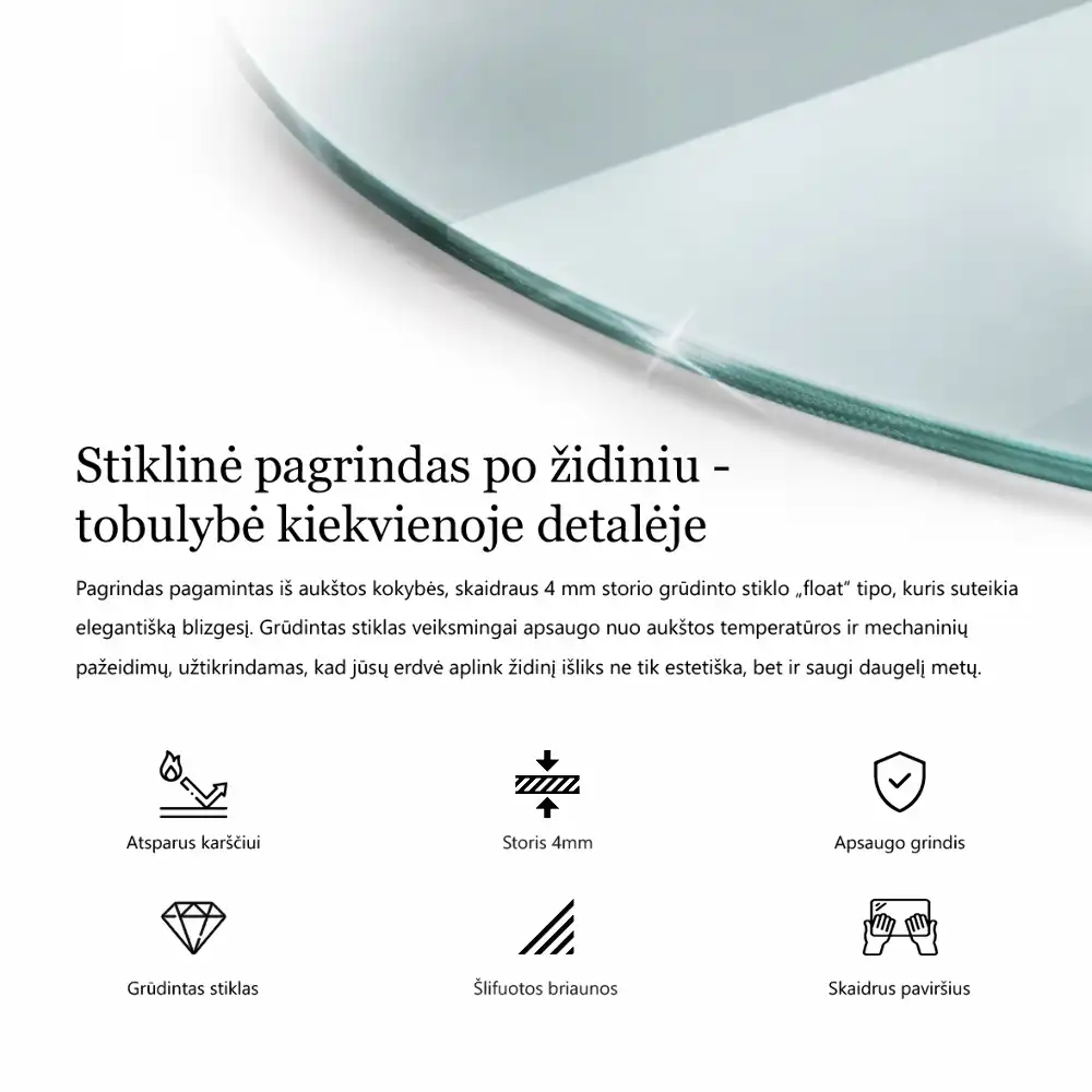 Placă de sticlă transparentă sfert de cerc pentru șemineu