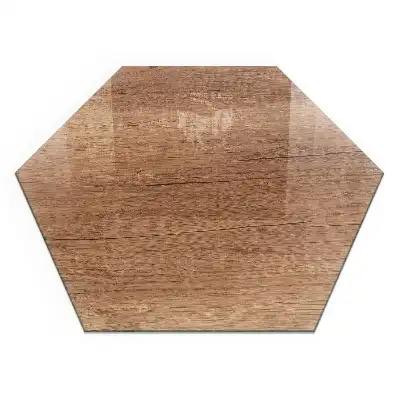 Placă de protecție hexagonală pentru șemineu cu aspect de lemn natural