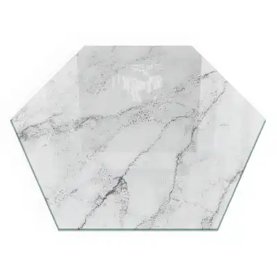Placă de protecție pentru șemineu hexagonală cu model de marmură și nervuri