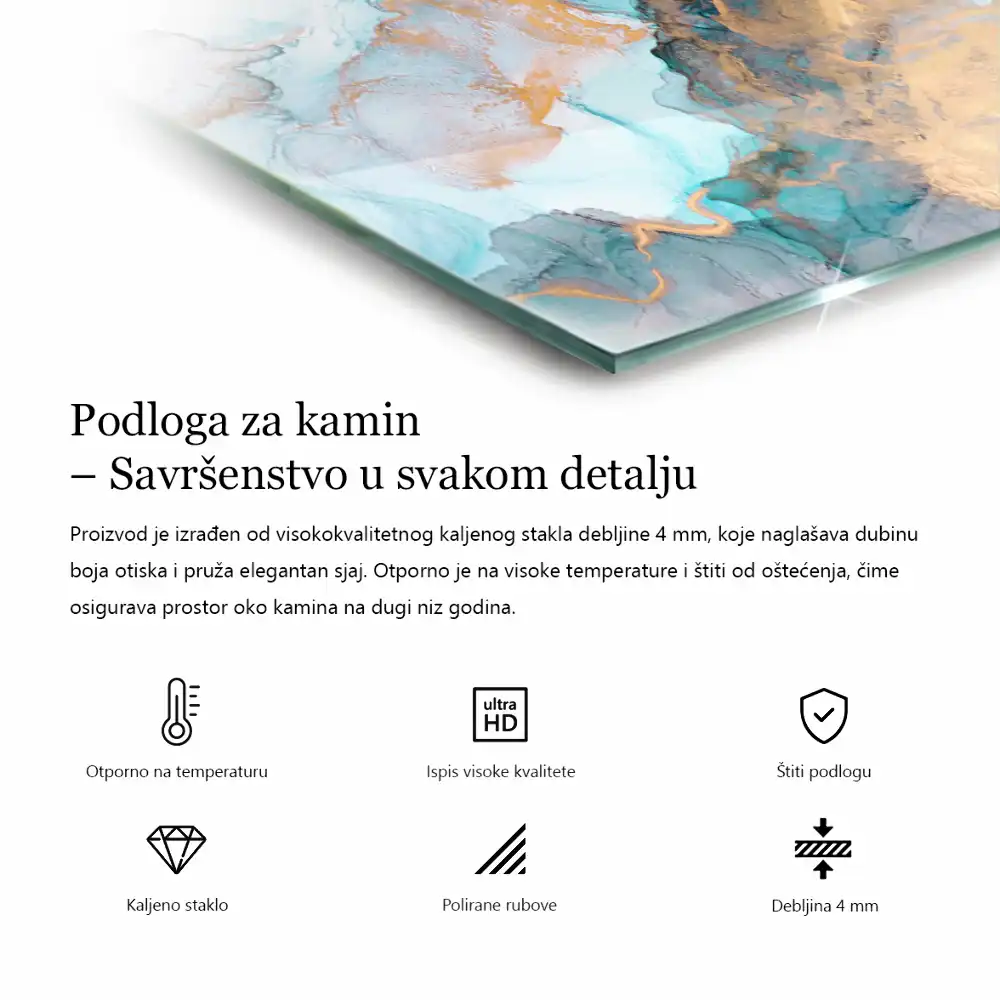 Placă de protecție hexagonală pentru sobă cu aspect de beton