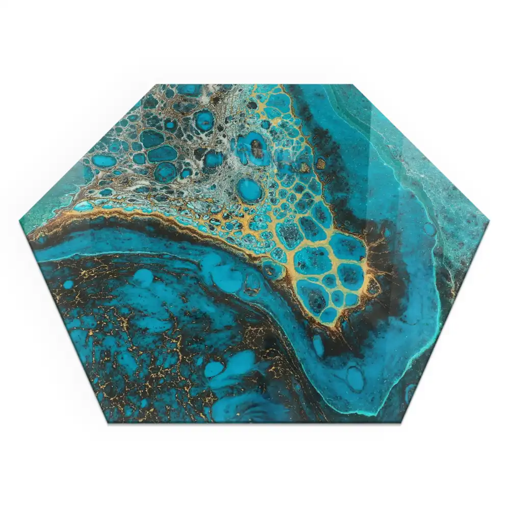 Placă de protecție hexagonală pentru sobă cu model abstract organic
