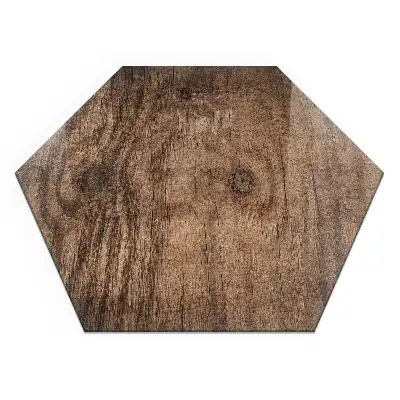 Placă de protecție hexagonală pentru sobă cu model de lemn natural