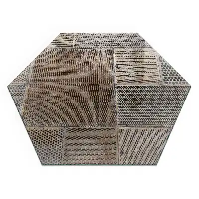 Placă de protecție hexagonală sub sobă cu model tablă perforată