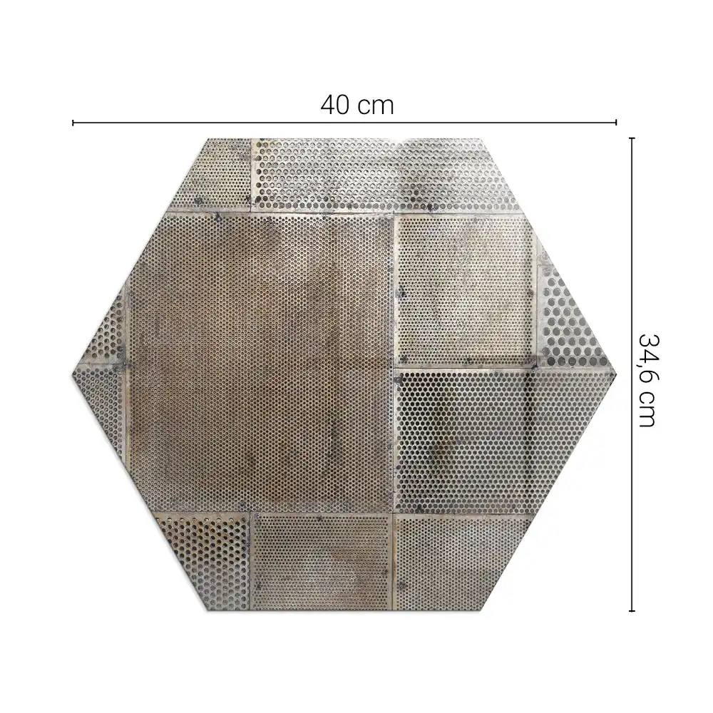 Placă de protecție hexagonală sub sobă cu model tablă perforată