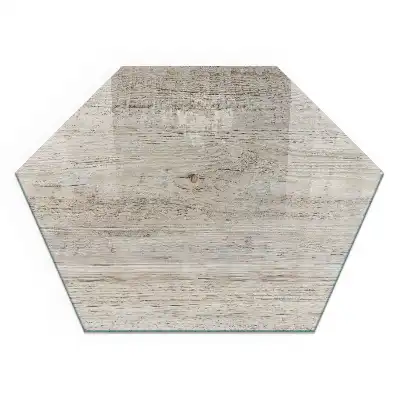 Placă de protecție hexagonală pentru sobă cu aspect de lemn deschis