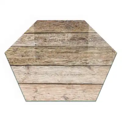 Protecție hexagonală pentru pardoseală sub sobă cu model de scânduri de lemn
