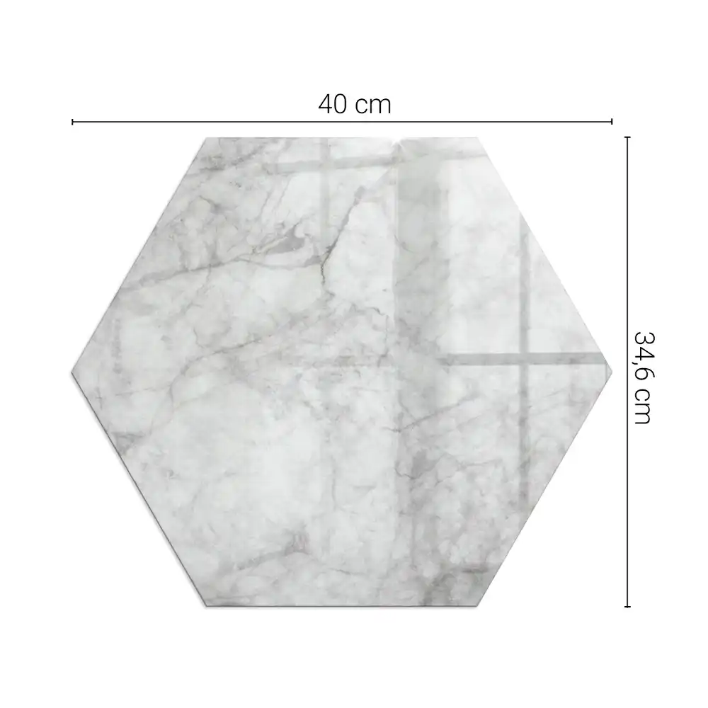 Placă hexagonală de protecție pentru șemineu cu aspect de marmură