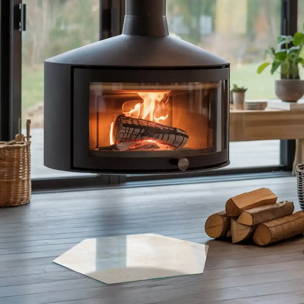 Protecție hexagonală pentru sobă cu aspect de marmură naturală