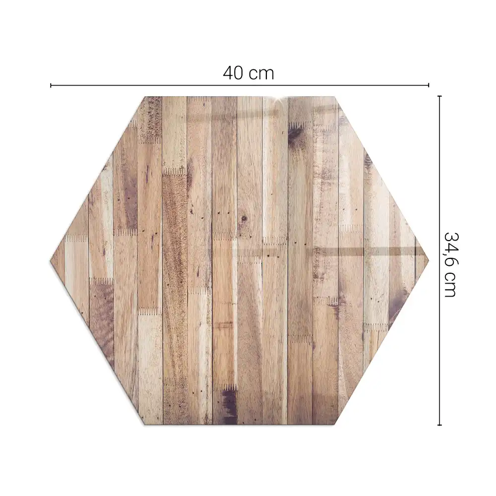Placă de protecție hexagonală pentru șemineu cu model de scânduri de lemn