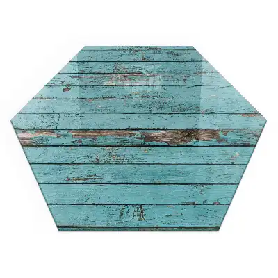 Placă de protecție hexagonală pentru șemineu cu design de scânduri rustice