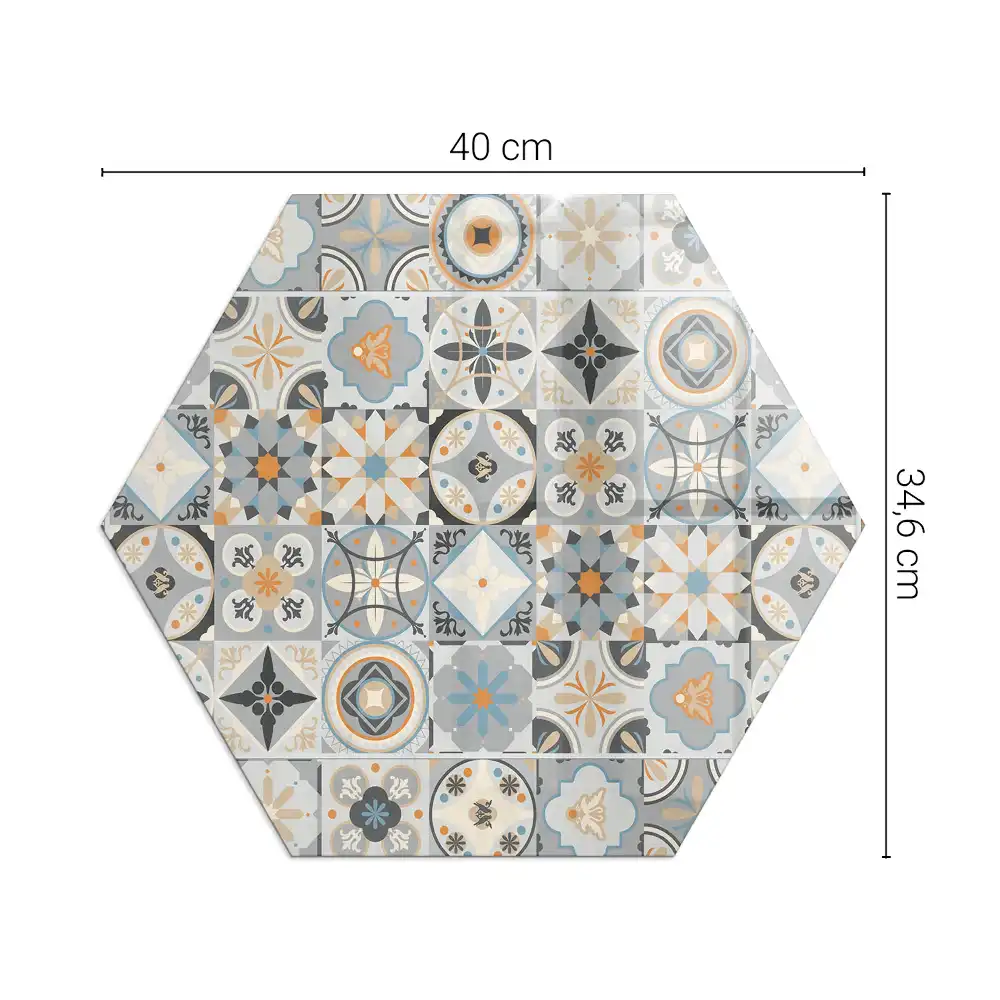 Placă de protecție pentru sobă cu model mozaic hexagonal