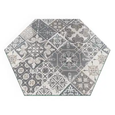 Placă hexagonală de protecție pentru șemineu cu model decorativ tip mozaic