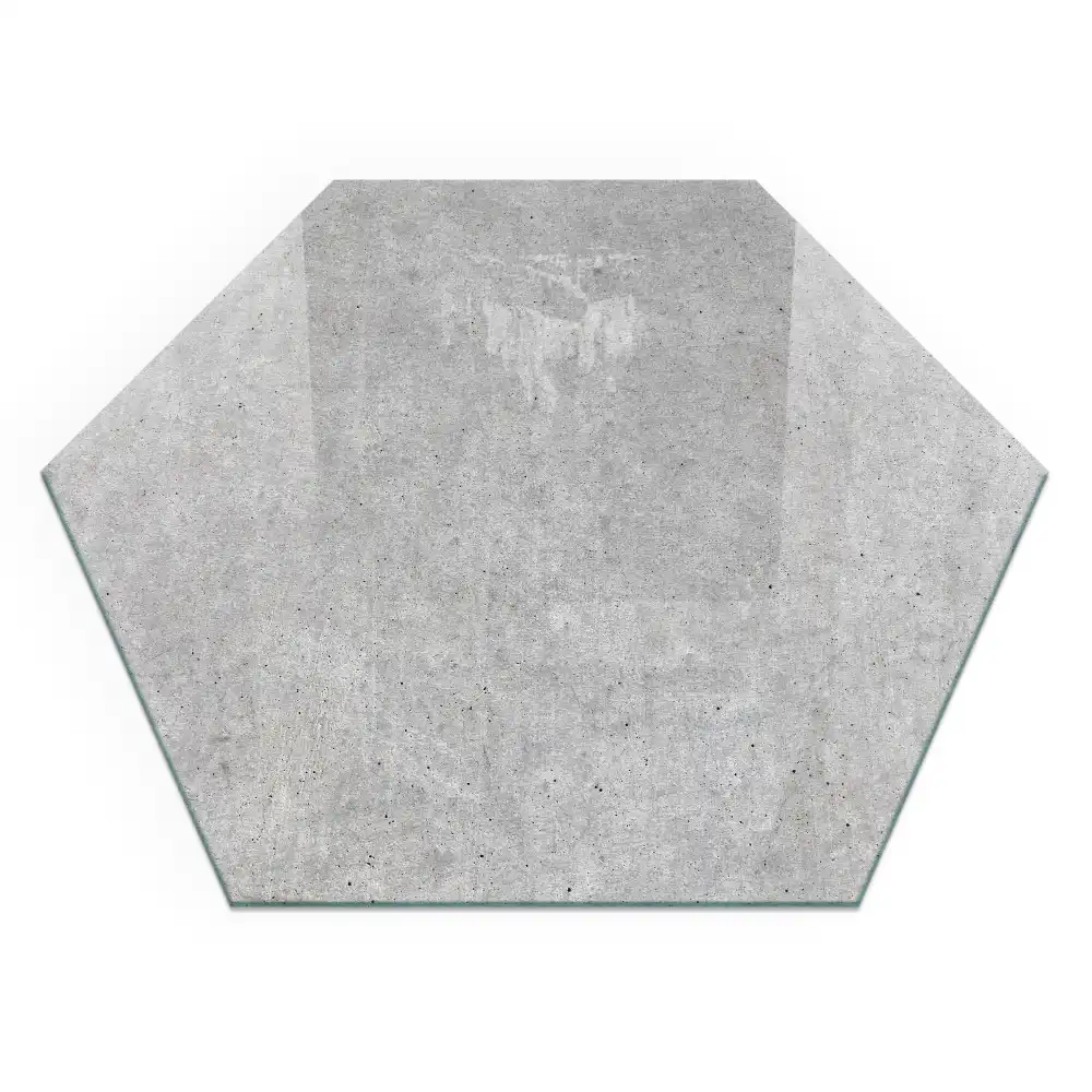 Placă de protecție hexagonală sub sobă cu textură de beton brut