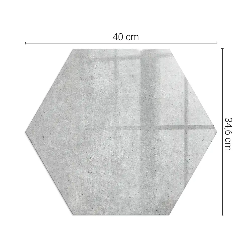 Placă de protecție hexagonală sub sobă cu textură de beton brut